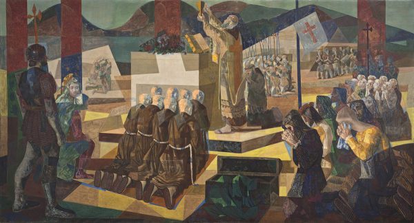 A Primeira Missa, de Cândido Portinari, está em exposição no Museu Nacional de Belas Artes (Foto: Reprodução)