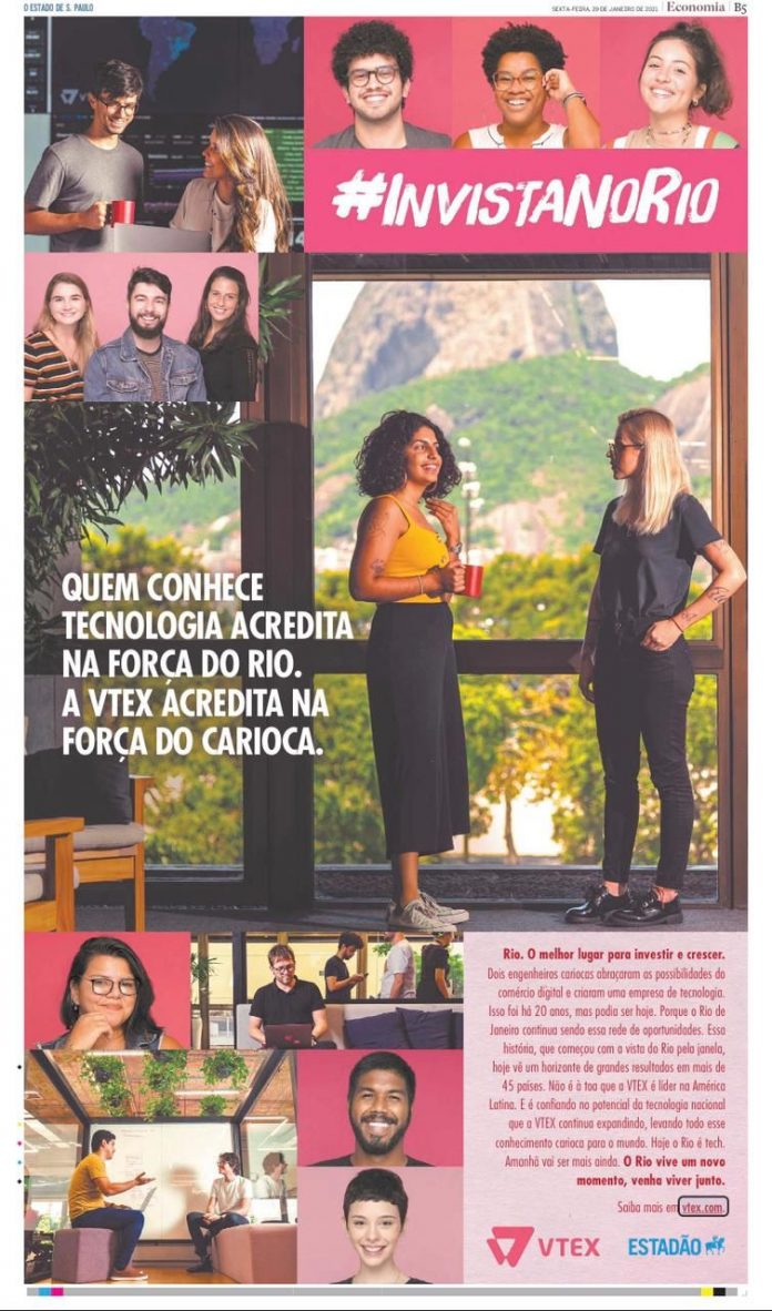 Anúncio da campanha #invistanorio em jornal de São Paulo